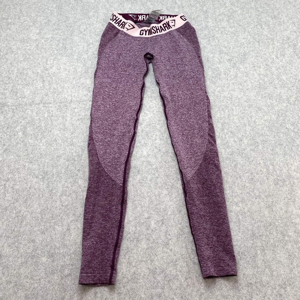 Gymshark Womens Small Dry Leggings (22x27) Pink Compression Logo Waist Yoga